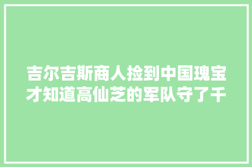 吉尔吉斯商人捡到中国瑰宝才知道高仙芝的军队守了千年