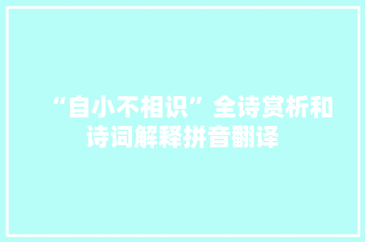 “自小不相识”全诗赏析和诗词解释拼音翻译