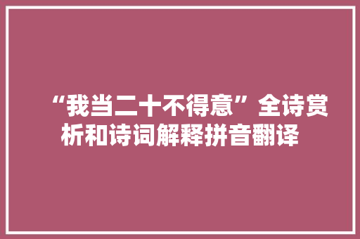 “我当二十不得意”全诗赏析和诗词解释拼音翻译