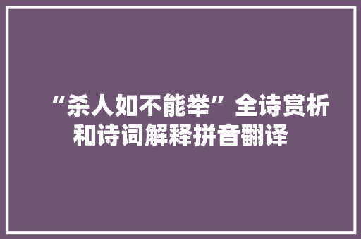 “杀人如不能举”全诗赏析和诗词解释拼音翻译
