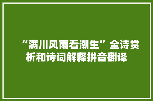 “满川风雨看潮生”全诗赏析和诗词解释拼音翻译