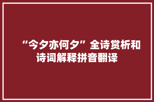 “今夕亦何夕”全诗赏析和诗词解释拼音翻译
