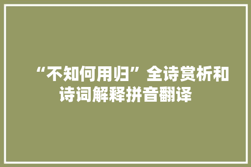 “不知何用归”全诗赏析和诗词解释拼音翻译