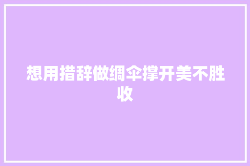 想用措辞做绸伞撑开美不胜收