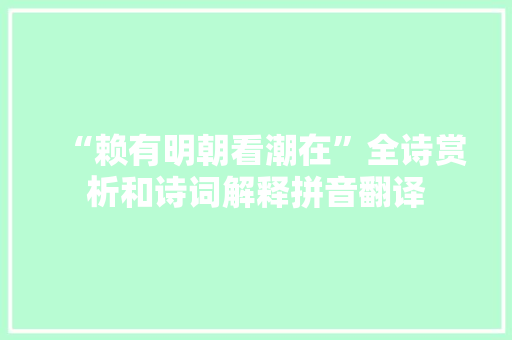 “赖有明朝看潮在”全诗赏析和诗词解释拼音翻译