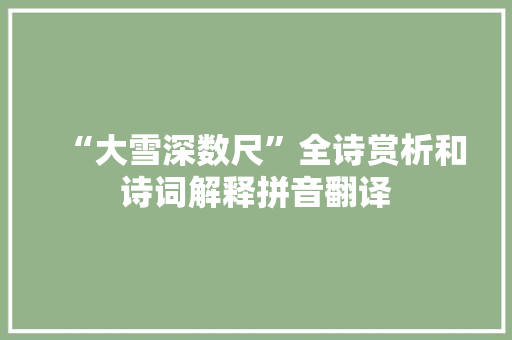 “大雪深数尺”全诗赏析和诗词解释拼音翻译
