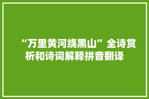 “万里黄河绕黑山”全诗赏析和诗词解释拼音翻译
