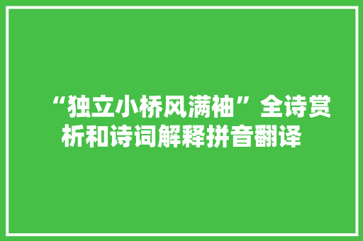 “独立小桥风满袖”全诗赏析和诗词解释拼音翻译