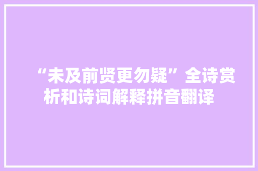 “未及前贤更勿疑”全诗赏析和诗词解释拼音翻译