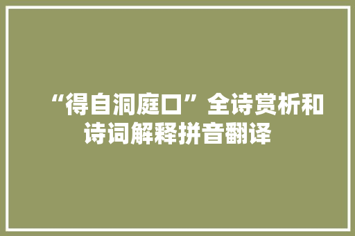 “得自洞庭口”全诗赏析和诗词解释拼音翻译