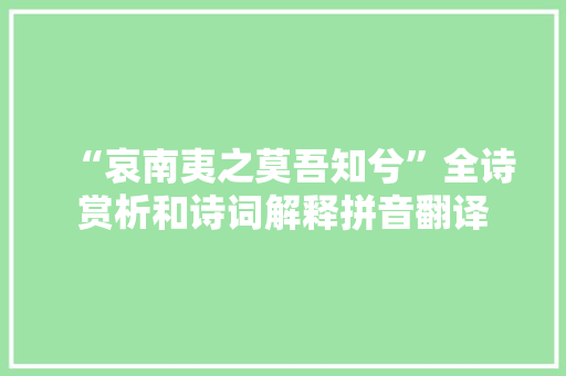 “哀南夷之莫吾知兮”全诗赏析和诗词解释拼音翻译