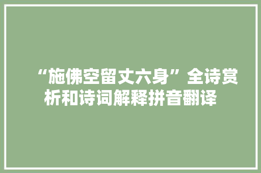 “施佛空留丈六身”全诗赏析和诗词解释拼音翻译