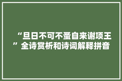 “旦日不可不蚤自来谢项王”全诗赏析和诗词解释拼音翻译