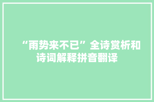 “雨势来不已”全诗赏析和诗词解释拼音翻译