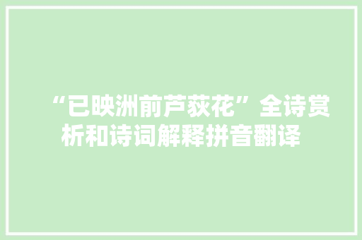 “已映洲前芦荻花”全诗赏析和诗词解释拼音翻译