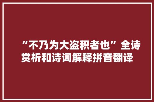 “不乃为大盗积者也”全诗赏析和诗词解释拼音翻译