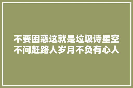 不要困惑这就是垃圾诗星空不问赶路人岁月不负有心人