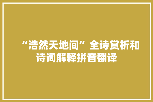 “浩然天地间”全诗赏析和诗词解释拼音翻译