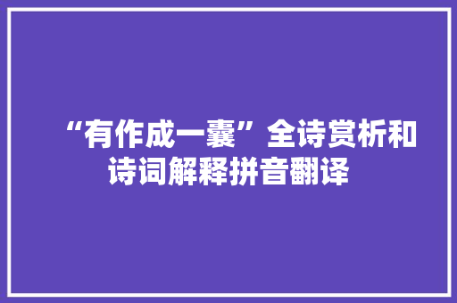 “有作成一囊”全诗赏析和诗词解释拼音翻译