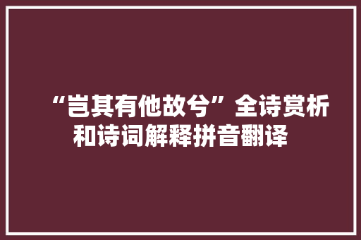 “岂其有他故兮”全诗赏析和诗词解释拼音翻译