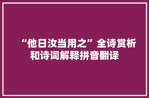 “他日汝当用之”全诗赏析和诗词解释拼音翻译