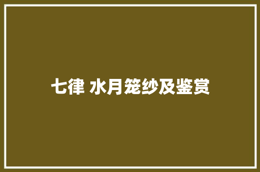 七律 水月笼纱及鉴赏
