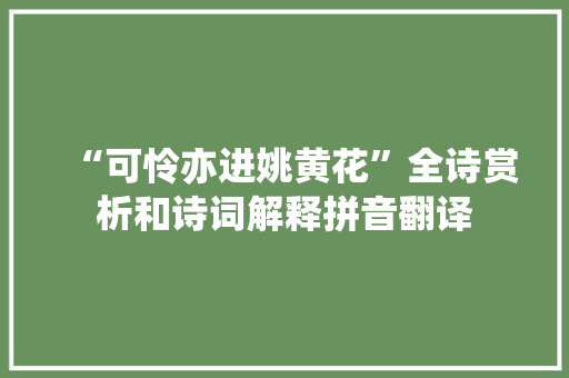 “可怜亦进姚黄花”全诗赏析和诗词解释拼音翻译