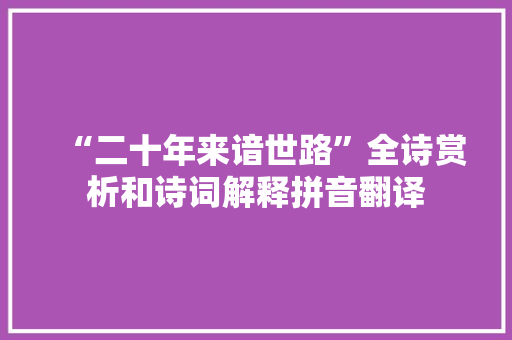 “二十年来谙世路”全诗赏析和诗词解释拼音翻译