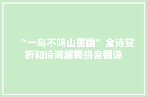 “一鸟不鸣山更幽”全诗赏析和诗词解释拼音翻译