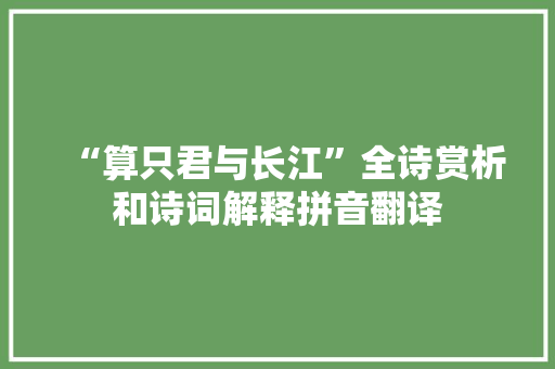 “算只君与长江”全诗赏析和诗词解释拼音翻译