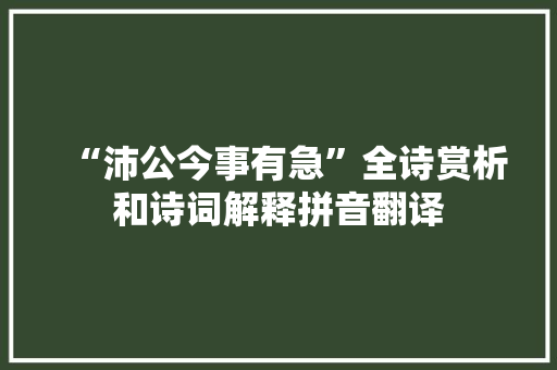 “沛公今事有急”全诗赏析和诗词解释拼音翻译