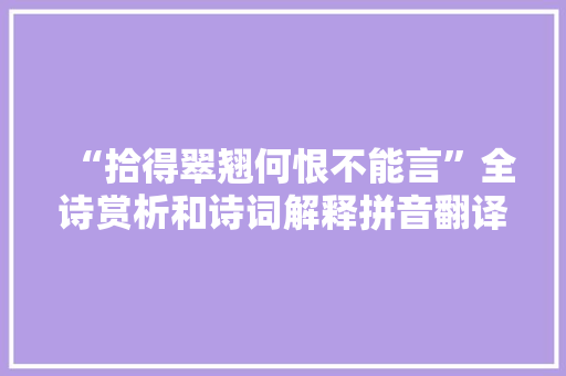 “拾得翠翘何恨不能言”全诗赏析和诗词解释拼音翻译