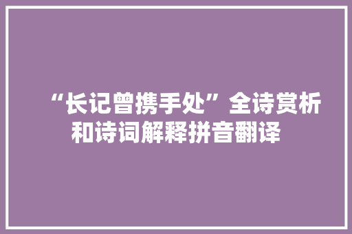 “长记曾携手处”全诗赏析和诗词解释拼音翻译