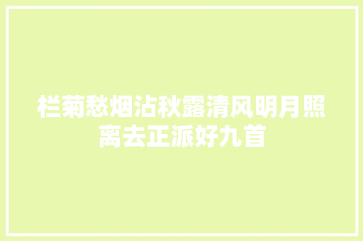 栏菊愁烟沾秋露清风明月照离去正派好九首