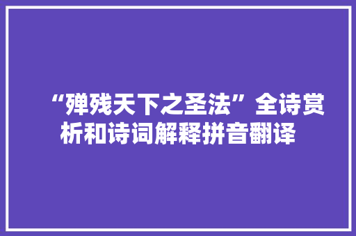 “殚残天下之圣法”全诗赏析和诗词解释拼音翻译