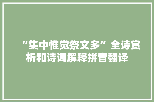 “集中惟觉祭文多”全诗赏析和诗词解释拼音翻译