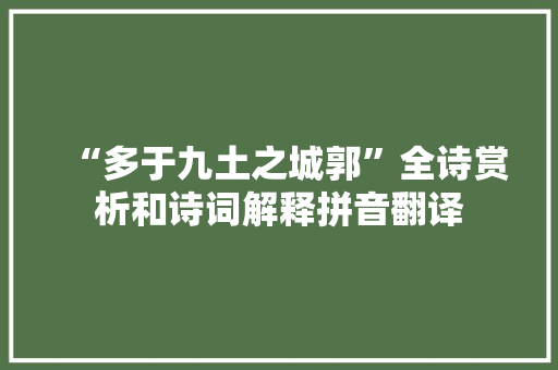 “多于九土之城郭”全诗赏析和诗词解释拼音翻译