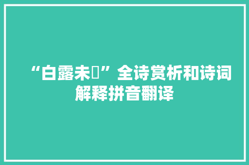 “白露未晞”全诗赏析和诗词解释拼音翻译