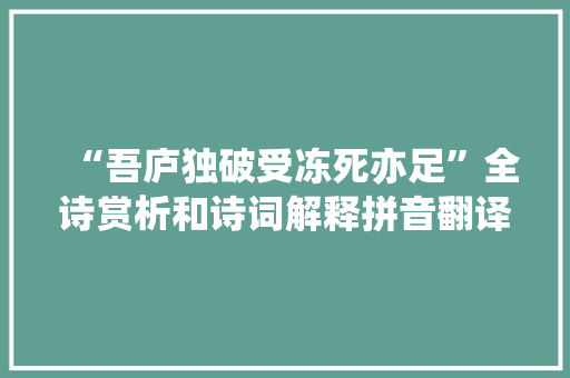 “吾庐独破受冻死亦足”全诗赏析和诗词解释拼音翻译