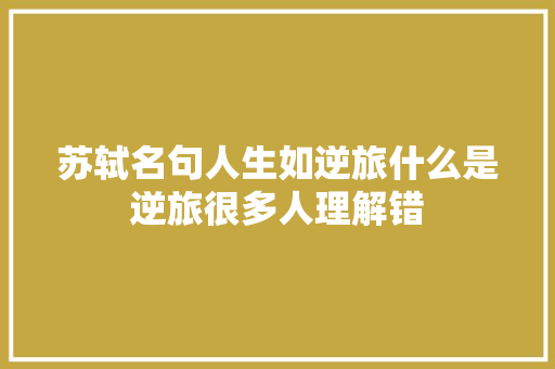 苏轼名句人生如逆旅什么是逆旅很多人理解错
