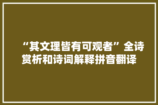 “其文理皆有可观者”全诗赏析和诗词解释拼音翻译