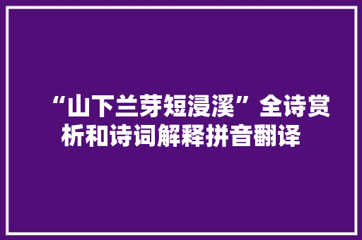 “山下兰芽短浸溪”全诗赏析和诗词解释拼音翻译