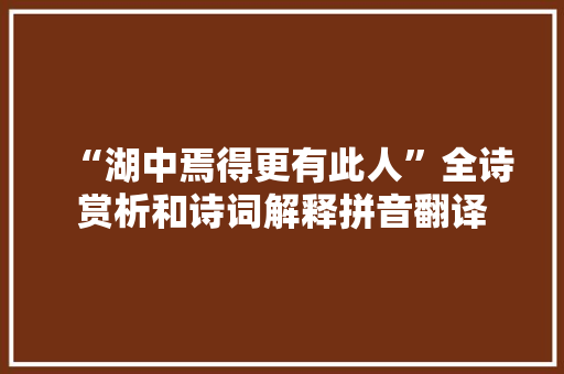 “湖中焉得更有此人”全诗赏析和诗词解释拼音翻译