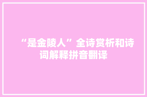 “是金陵人”全诗赏析和诗词解释拼音翻译