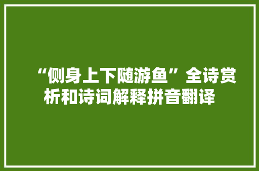 “侧身上下随游鱼”全诗赏析和诗词解释拼音翻译