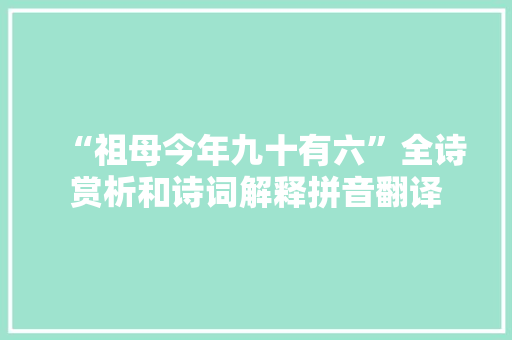 “祖母今年九十有六”全诗赏析和诗词解释拼音翻译