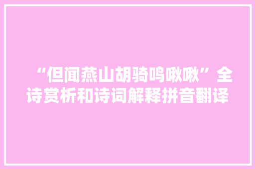 “但闻燕山胡骑鸣啾啾”全诗赏析和诗词解释拼音翻译