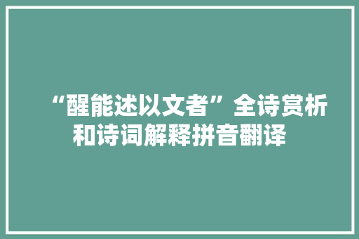 “醒能述以文者”全诗赏析和诗词解释拼音翻译