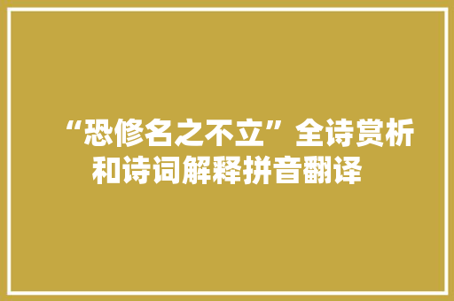 “恐修名之不立”全诗赏析和诗词解释拼音翻译