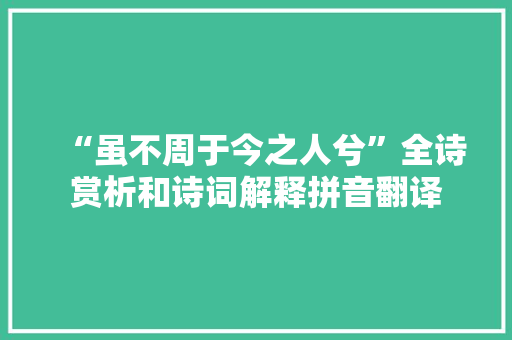 “虽不周于今之人兮”全诗赏析和诗词解释拼音翻译
